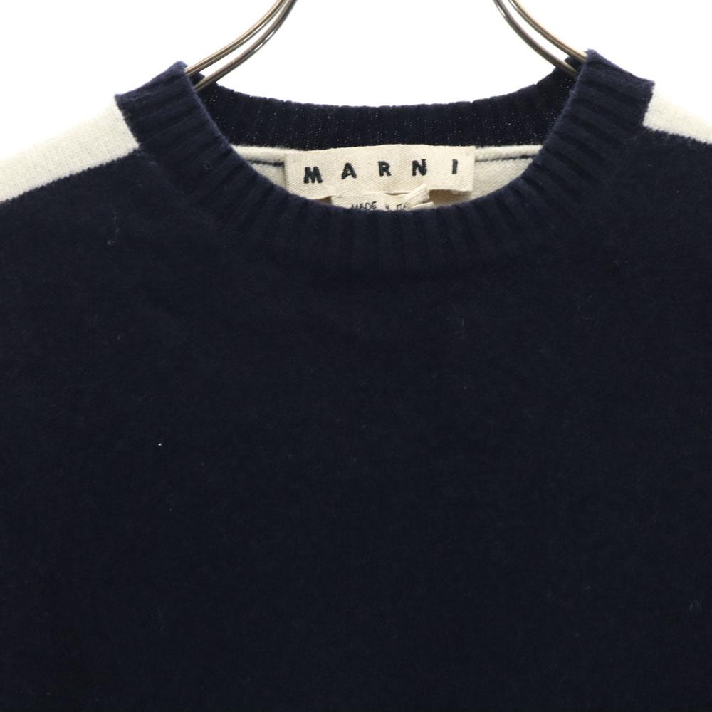 MARNI Made in Italy Virgin Wool Long sleeve sweater 44 Navy knit Women Used