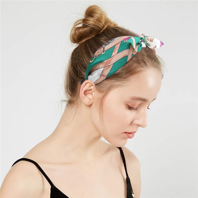 Hair Accessory - Leopard Print Rabbit Ears Knotted Wide Version Hair Band for Women's Outdoor Updo Hair Clip Headband Accessory