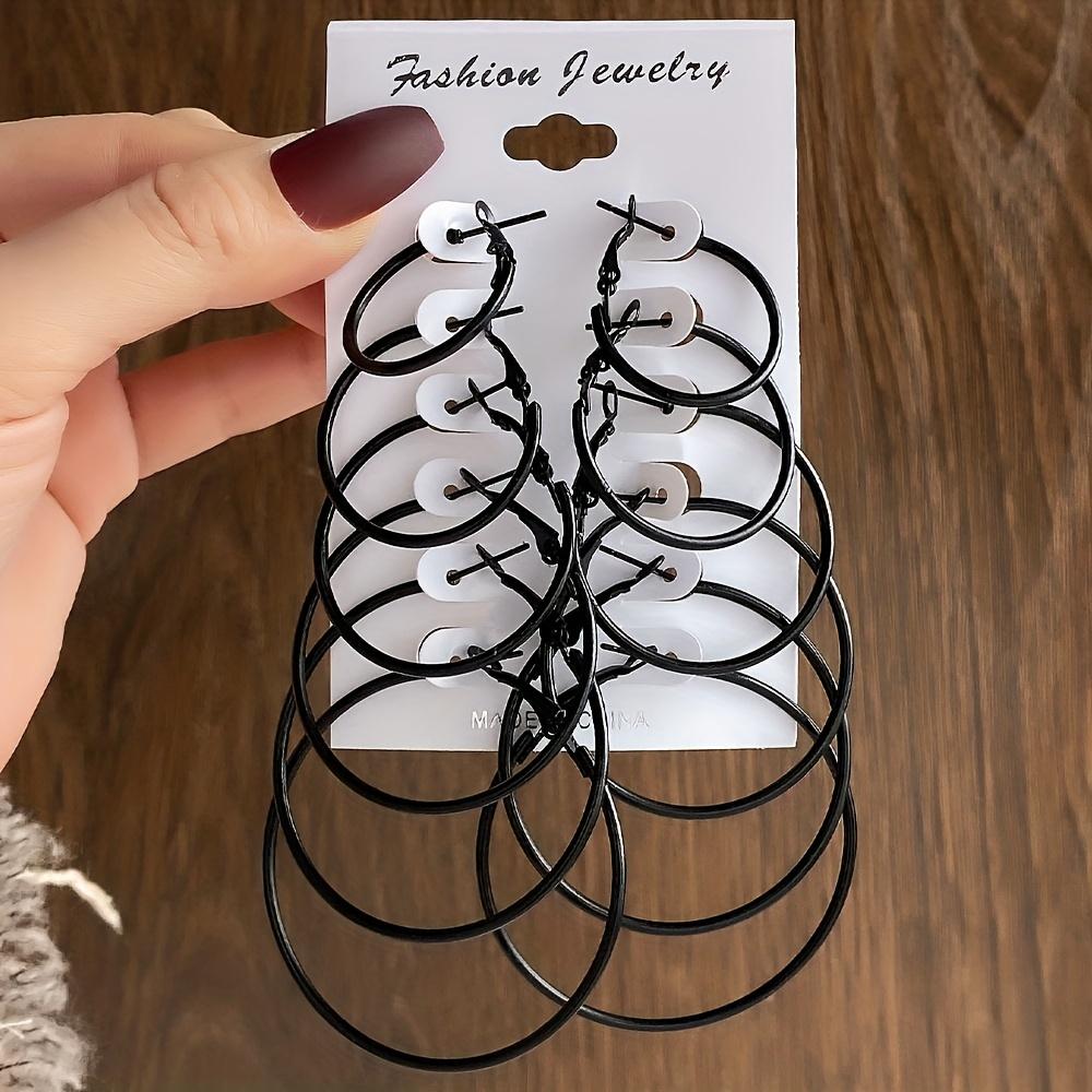 6 Pairs Candy Color Hoop Earrings Set Elegant Sexy Style Jewelry Versatile Ornament For Women Daily Casual