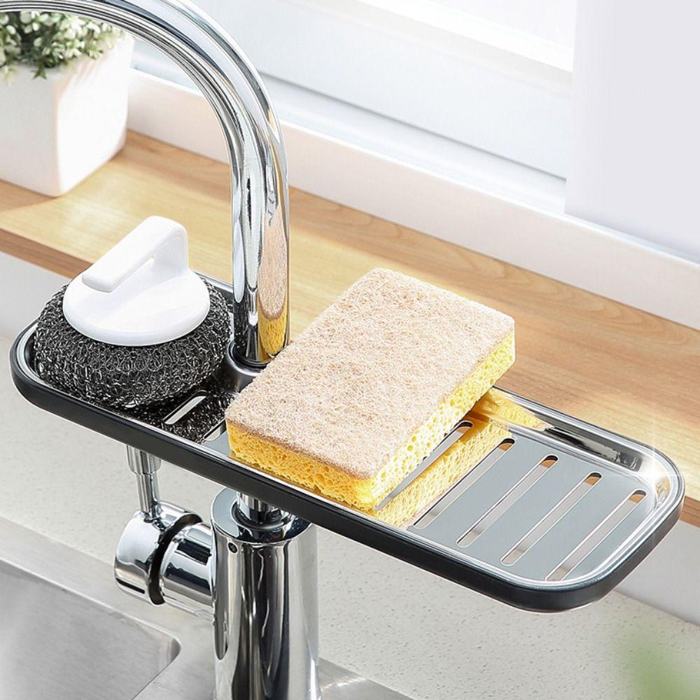 Adjustable Faucet Rack Anti-Rust Draining Rack Soap Box Sink Rack  Dish Cloth Storage