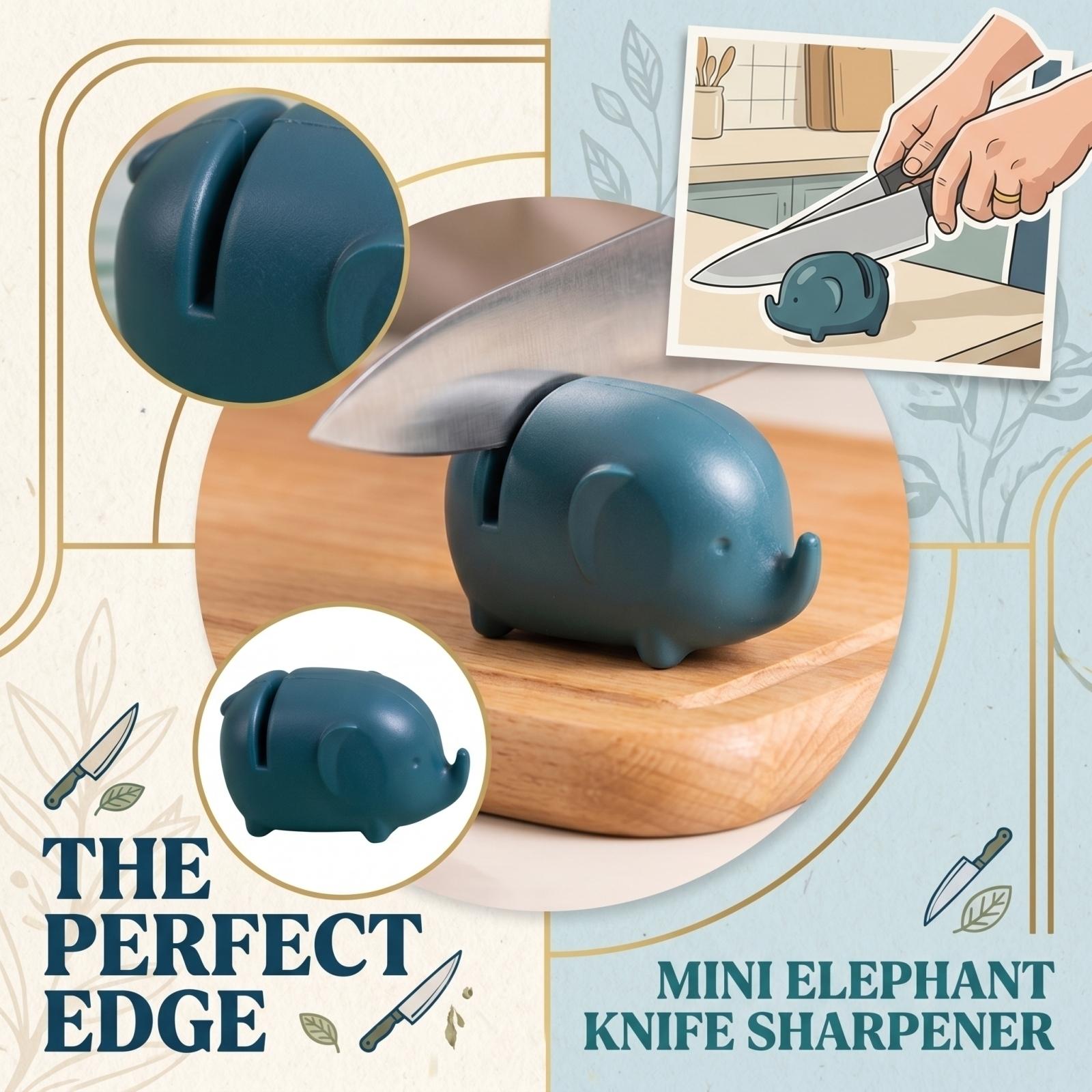 Elephant Shaped Kitchen Knife Sharpener Multi Purpose Tool Quick Sharpening Stone for Household Kitchen Knives and Blades One Size темно-синий