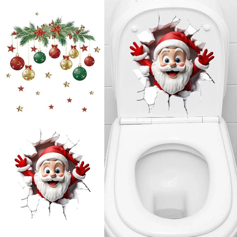 PVC Merry Christmas Decoration Cartoon Decorative Sticker Creative Xmas Sticker  Festival Ornament