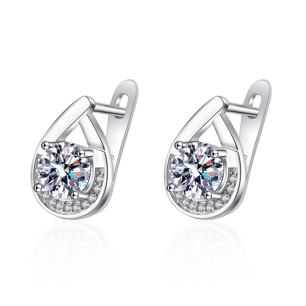 925 Silver Earrings For Women Round Zircon Earrings Sparkling Party Wedding Jewelry Gift Accessories