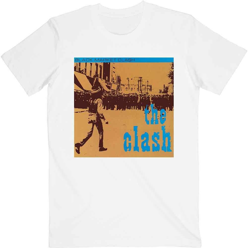The Clash T Shirt Black Market Band Logo Official Mens White XL 4XL
