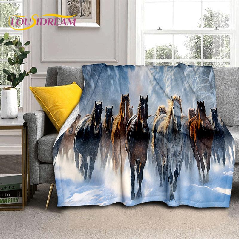 Horse Pentium Gallant Steed 3D Animal Blanket,Soft Throw Blanket for Home Bedroom Bed Sofa Picnic Travel Office Cover Child Gift