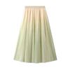 Spring and Summer Women's Skirts Elegant Temperament Gradient Color Pleated Half-body Skirt Long Skirt High Waist A-line Skirt