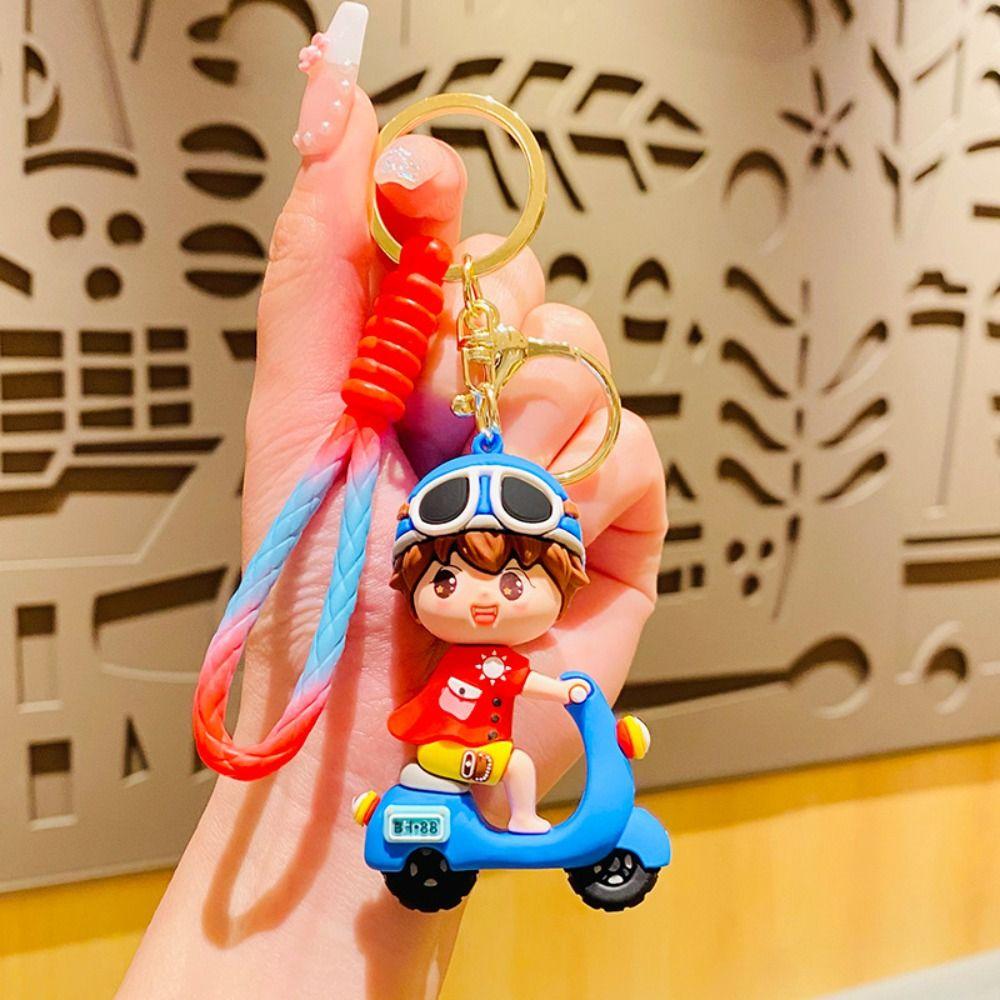 Cute PVC Electric Car Boy Girl Pendant Cartoon Hanging Ornament Couple Keychain Bag Pendant Bag Accessories