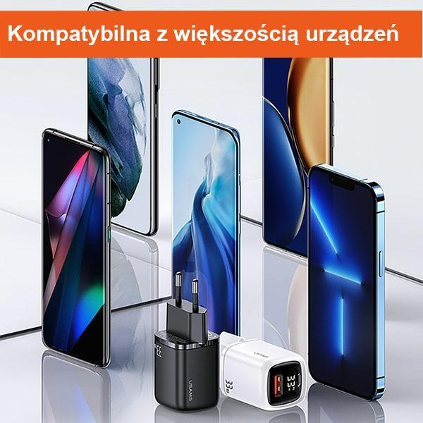 Usams Ład. Siec. 1Xusb-C+1Xusb T46 33W(Only Head) Pd3.0 +Qc3.0 Fast Charging Biały/White Cc152Tc02 (Us-Cc152)