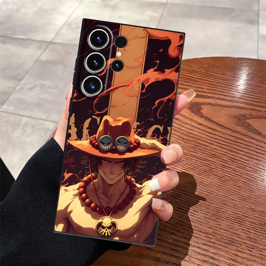 One Piece Luffy Ace Black Soft Phone Cover Case for Samsung Galaxy S25 Edge S21 FE S24 Plus S20 S23 Ultra