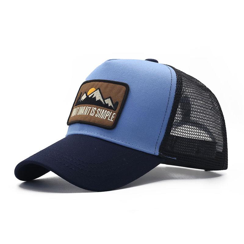 Embroidered mountain cap Outdoor sports mesh baseball cap Color matching breathable mesh cap Mountaineering sun hat