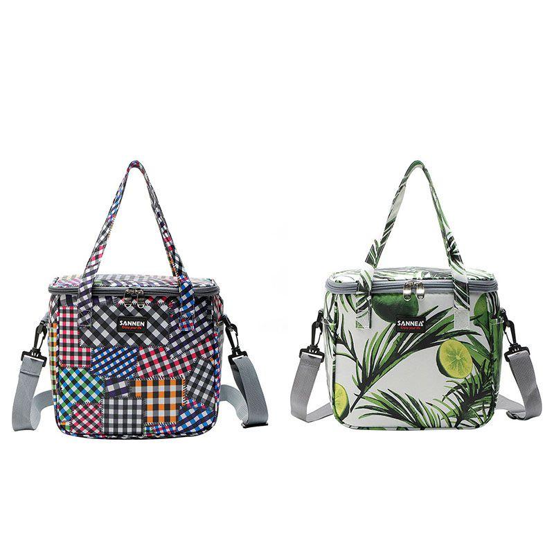 Elegant Green Leaf Pattern Oxford Lunch Bag Perfect For Travel And Picnics