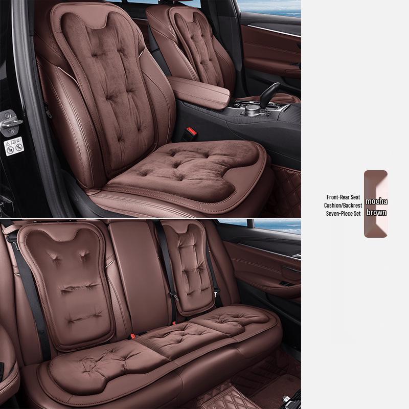 Plush Car Seat Cushion with Backrest - Thickened for Autumn/Winter Warmth