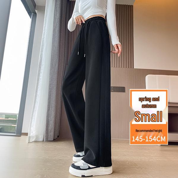 Women's Petite Velvet-Lined Wide-Leg Sweatpants, Straight-Leg Style, Height-Enhancing, 2025 Autumn/Winter Collection.