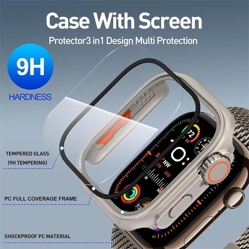 Glas+Hülle Für Apple Watch 11 10 46mm 42mm 9 8 7 45mm 41mm Displayschutz Change Ultra 3/2/1 Stoßfänger Abdeckung iWatch 6 5 4 SE3/2/1 7