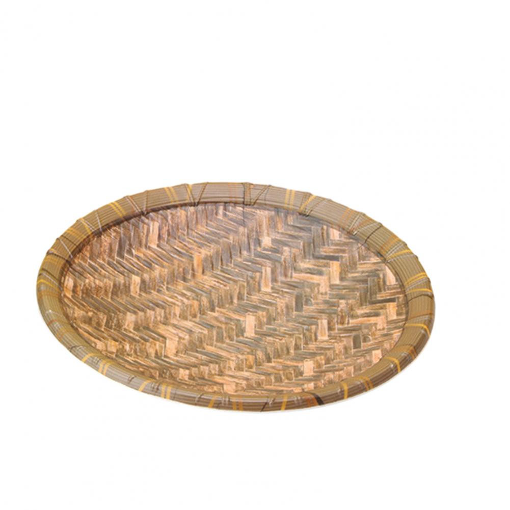 Bamboo Plate  Easy To Clean Round Smooth Edges Bamboo Dinner Plate Set High Temperature Resistant Sustainable Bamboo Tableware