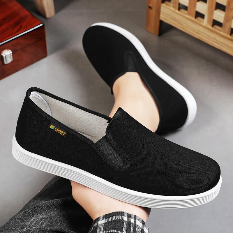 Fashion Old Beijing Cloth Shoes 2024 Autumn New Men's Shoes Breathable and Lightweight Solid Color Cloth Shoes Anti Slip Casual Shoes