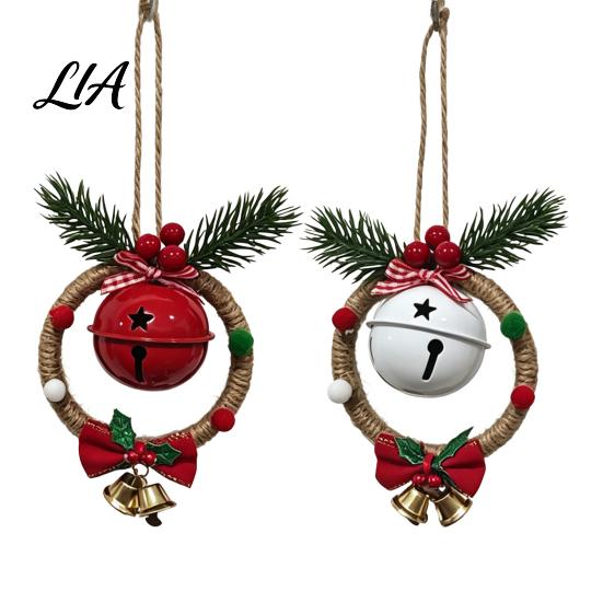 Rustic Holiday Ornaments Christmas Bell Pendant for Decor, Metal Hanging Ornament with Room Decor Hemp Rope Tree Wall And Door Decoration