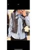 Ladies' Spring/Autumn Wheat Stripe Long Sleeve Cotton Shirt with Fashion Ribbon