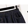 DIMANAF Plus Size 2025 Women Jeans Shorts Elastic Waist Pants Summer Loose Basic High Waist Blue Pants
