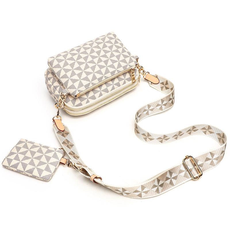 Fashionable Crossbody Bag Adjustable Shoulder Strap Shoulder Bag Windmill Print Camera Bag Three Piece Set Small Square Bag