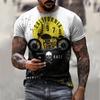 Top Estivo Girocollo Stampa 3D Motivo Motocicletta alla Moda Casual Manica Corta T-shirt da Uomo