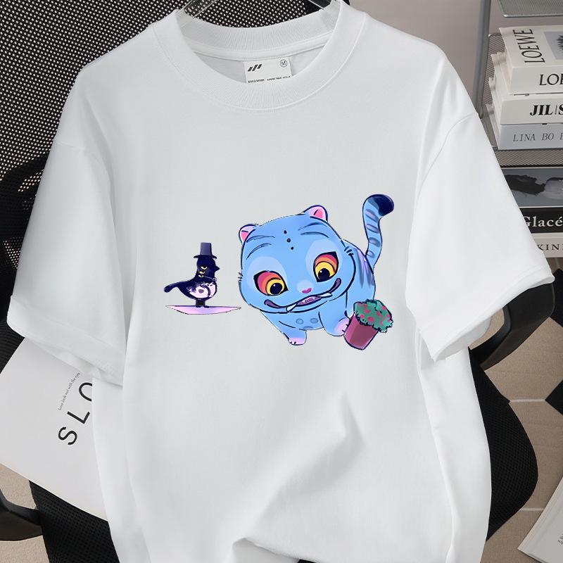 Kpop Korean Wave Witch Hunt Tiger Printed T-shirt Top Round Neck Short Sleeve 5980