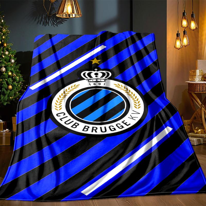 Coperta con Stemma FC Brugge Leggera Ideale per Letto Perfetta per Viaggi, Campeggio, Soggiorni, Uffici, Divani, Regalo di Natale per tifosi