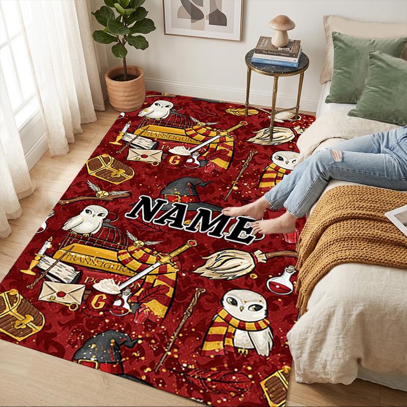 Custom Name Harry Potter Living Room Non-Slip Area Rug Soft Carpet for Bedroom Kids Playroom Sofa Office Home Decor Doormat