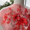 1Pcs Golden Red Beaded Beautiful Large Piece Rhinestone Embroidered Patch Wedding Dress Applique Accessories