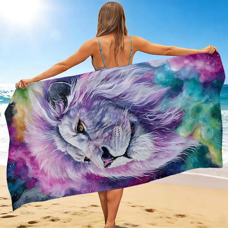 1Pc Cosmic Lion Majesty Beach Towel Quick Dry Multiuse For Beach Pool Gym Yoga Home Travel Christmas Halloween Xmas Gift G1321