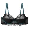 Lace Bra Large Busts Thin Padding 3/4 Cup Wireless Comfortable Underwire-Free In Red Black White Pink Green