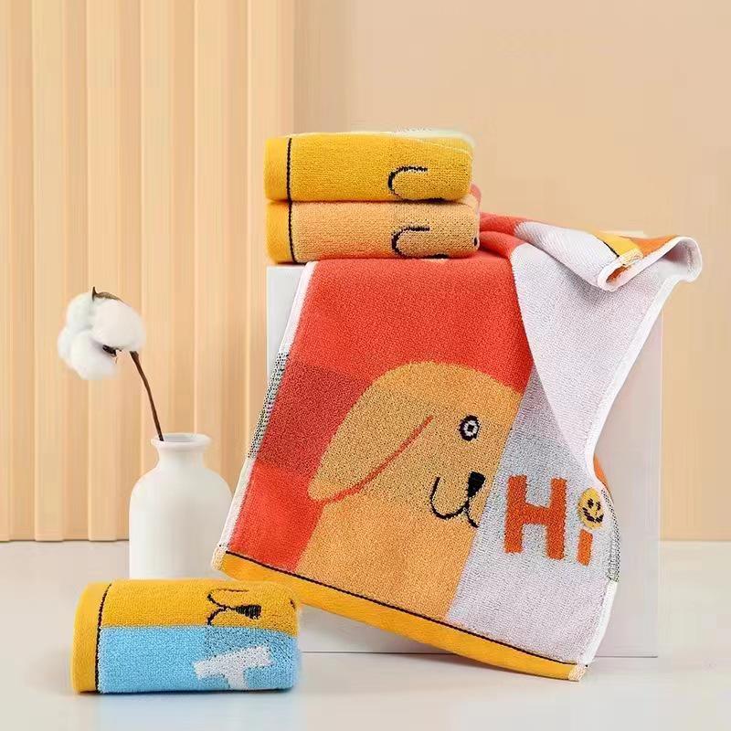 Dětský ručník z čisté bavlny s kreslenou výšivkou - Měkký a savý, Ideální pro domov, školu a školku