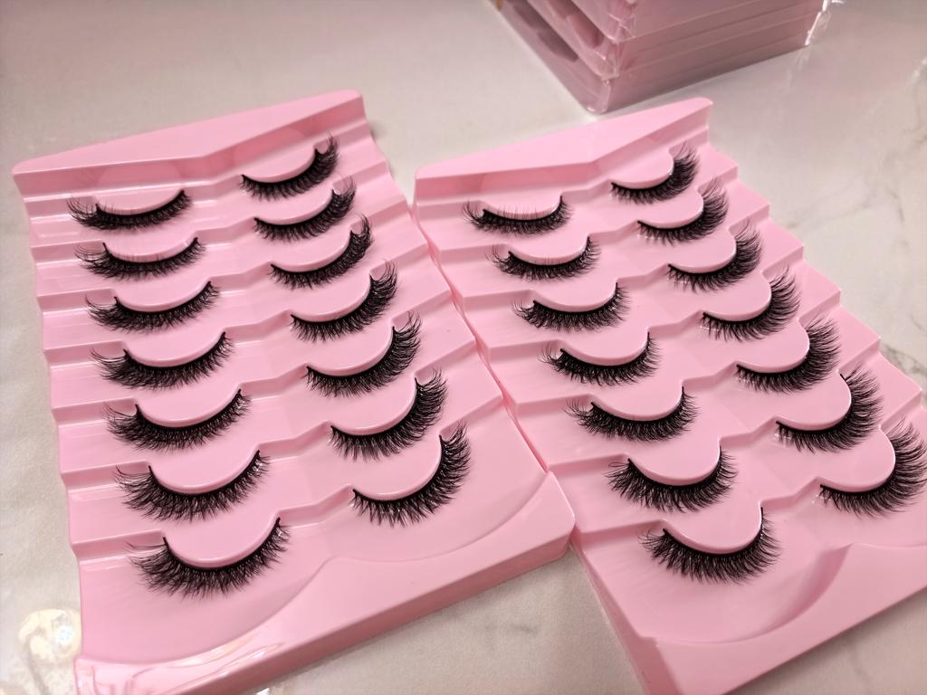 7 Pairs Per Tray Hot Sales New Product Strip False Eyelashes Lash Fluffy Eyelash Vendor Bulk 3d Faux Mink Lashes