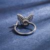 Silver Butterfly Open Diamond Ring Adjustable Korean Style Zircon Fashion Women's Ring Rotating Jewelry Peaceful Spring New Model