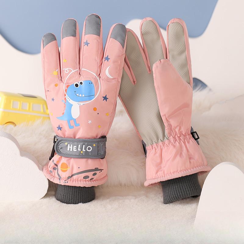 Winter Skiing Children's Gloves Versatile Cycling  Cold Proof  Anti Slip Thickened with Fleece  Warm Touch Screen Cotton Five Fingered Gloves