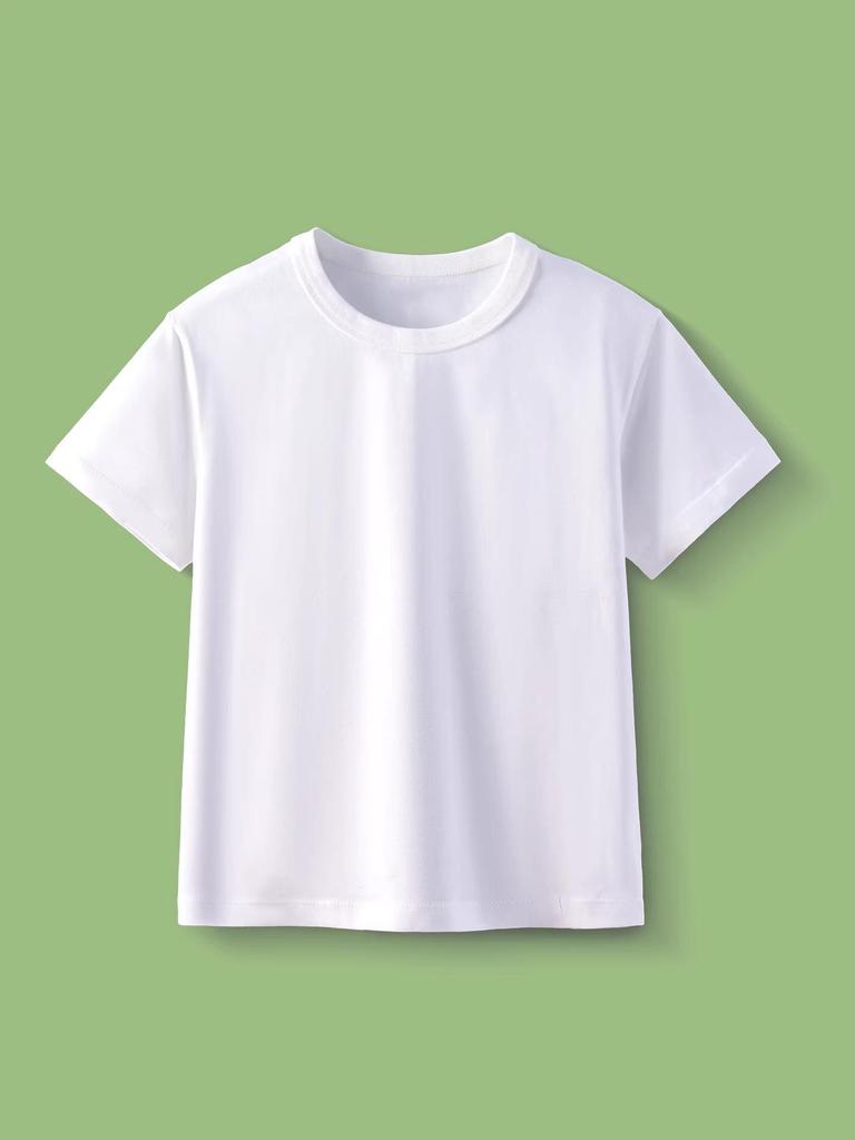 Kids' Pure Cotton Tie-Dye Short-Sleeve Parent-Child T-Shirt with Logo - White Round Neck for Kindergarten Uniform