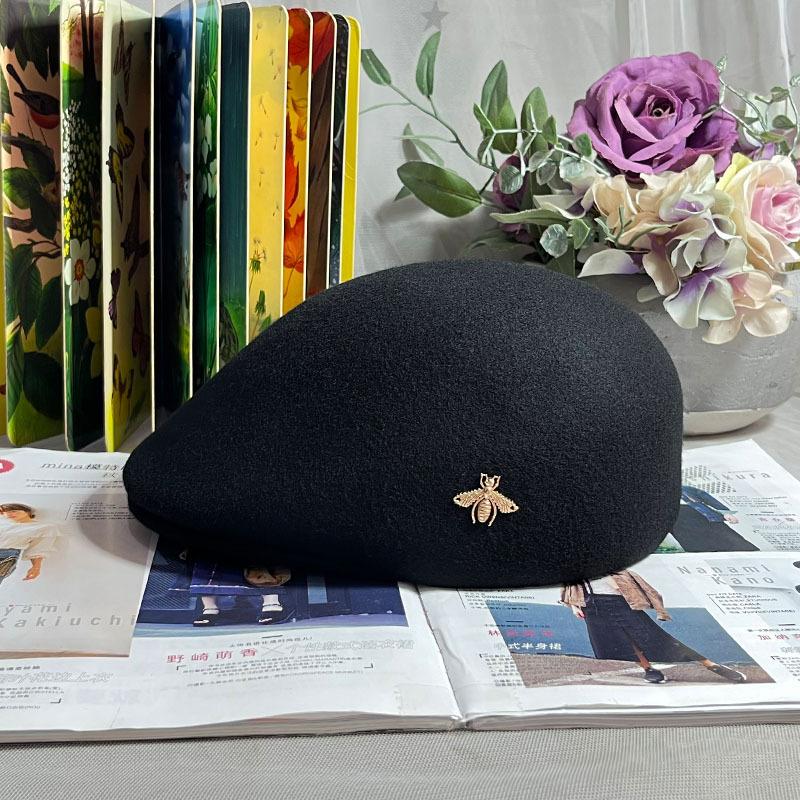 Little bee wool hat female tide retro British style INS temperament peaked cap male, thin high-end explosion