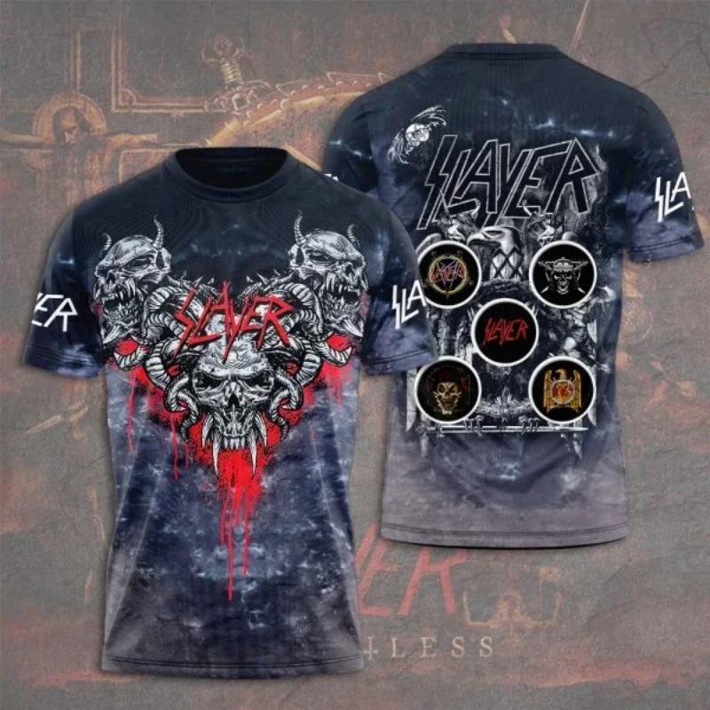 T-shirt alla moda da uomo Rock Band Slayer Stampa 3D T-shirt Uomo Donna Hip Hop Manica Corta Maglietta Oversize Streetwear Top Abbigliamento