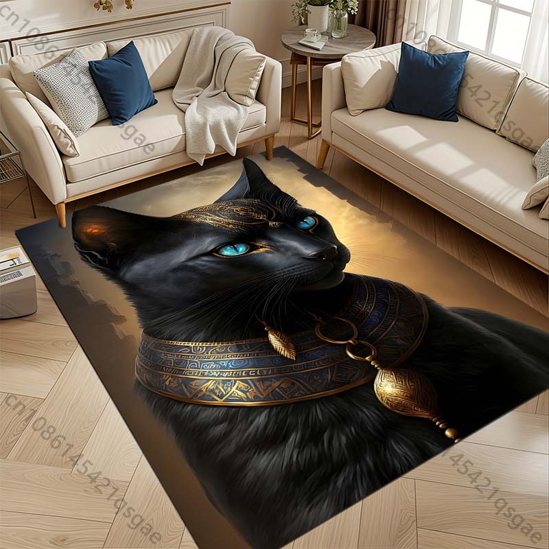 1PC Egyptian Black Cat Pattern Rug Carpets Bedroom Living Room Bathroom Mat Creative Door Mat Cloakroom Home Decor Area Rug