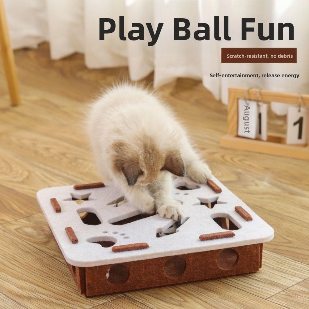 Felt Cat Scratching Posts with Ball Cat Exercise Toy Durable Cat Puzzle Box Kitten