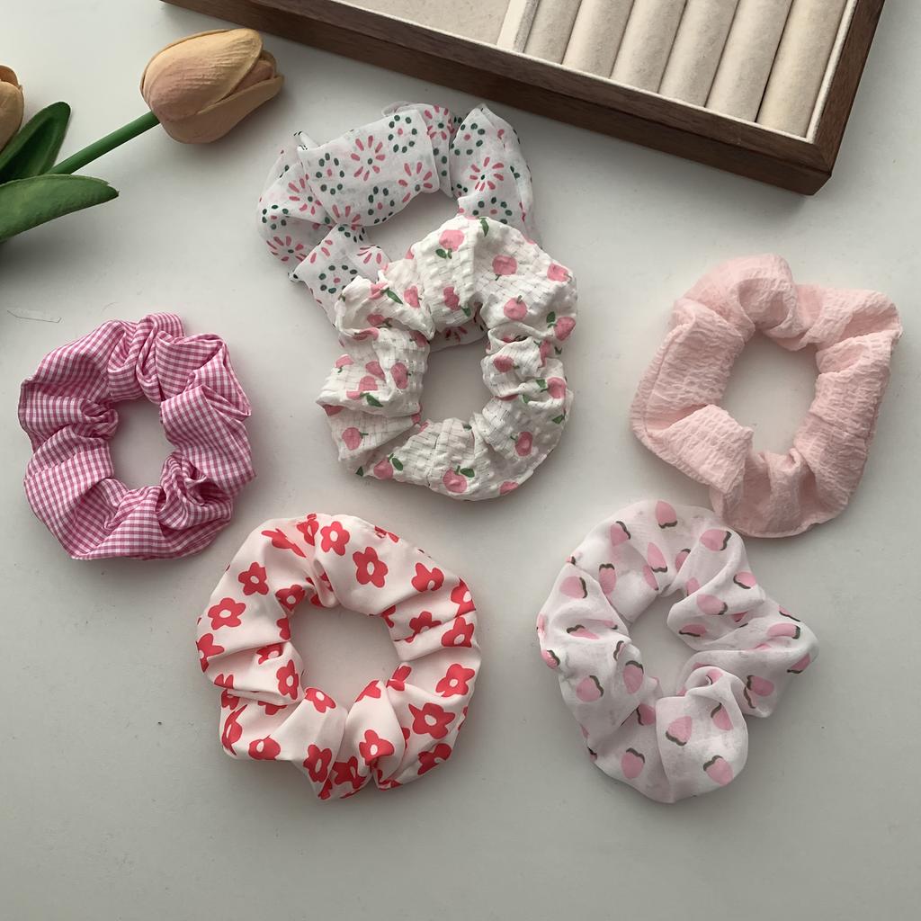 6pcs Set of Pink Peach Blossom Plaid Large Bow Combination Sweet Heart Ponytail Hair Accessories for Daily Wear and Outdoor Date Commuting