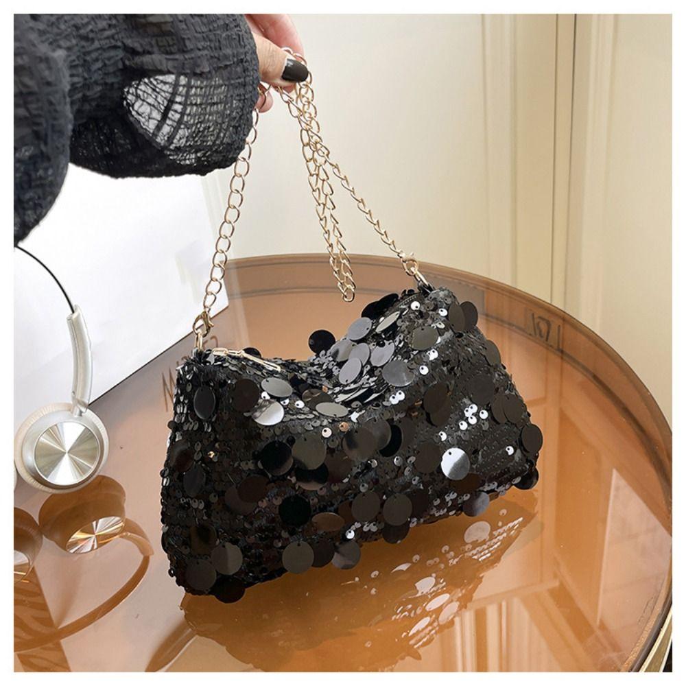 Large Capacity Chain Tote Bag Blingbling Evening Party Bag Fashion Female Handbag  Lady Girl