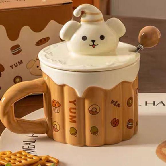 

Large Ceramic Mug with Lid and Spoon - Ideal Gift for Girls, Perfect for Home Use or Birthdays Box (with Lid and Spoon)