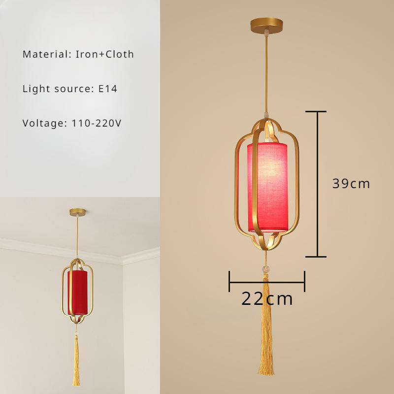 Chinese Lantern Chandelier Iron Fabric Restaurant Pendant Light Nordic Home Decor Bedroom Board Balcony Corridor Bar Led Lights