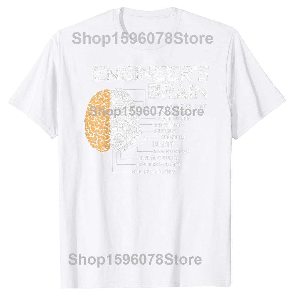 Funny Engineers Brain Graphic 100 Cotton Tshirts Men Fashion Print Tshirt Loose Oversized Streetwear Hip Hop Unisex T Shirt