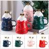 with Lid and Spoon Christmas Tree Ceramic Mug Ceramic Christmas Coffee Cup Decorative   Beer
