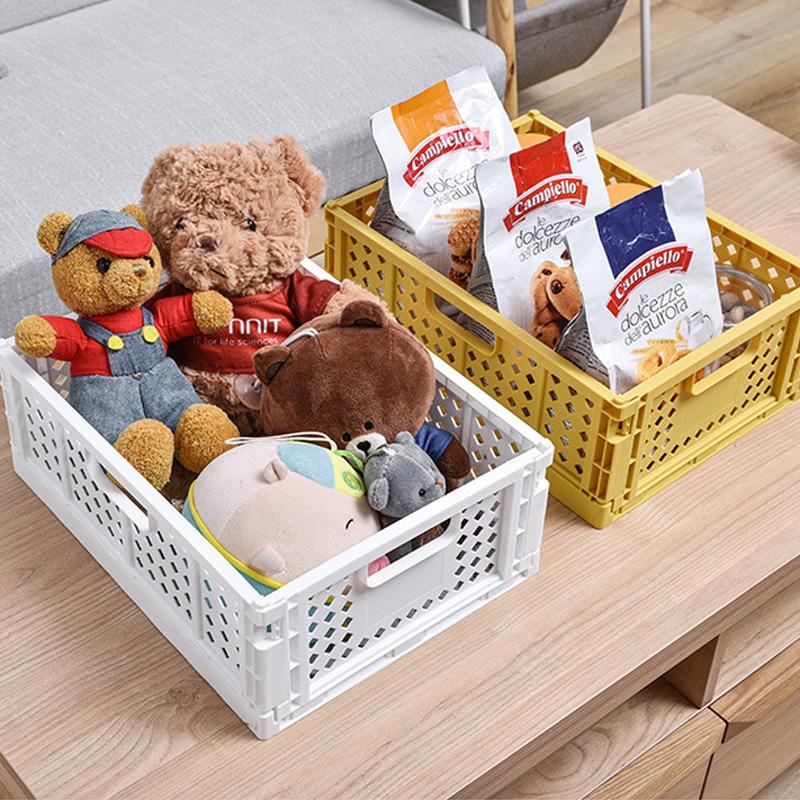 Large Foldable Crate Plastic Storage Box Collapsible Case Desktop Holder Cosmetic Storage Basket Home Office Organizer Container