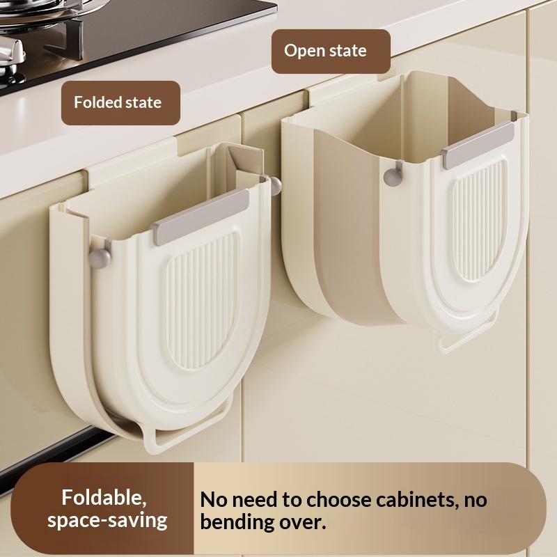 Foldable Wall Mounted Kitchen Trash Can No Drill Hanging Collapsible Bin For Cabinet Door
