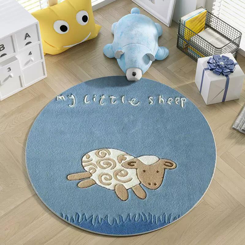 Round Cartoon Plush Carpets Cute Children's Room Decoration Rug Large Area Living Room Rugs Bedroom Bedside Carpet Washable Mats