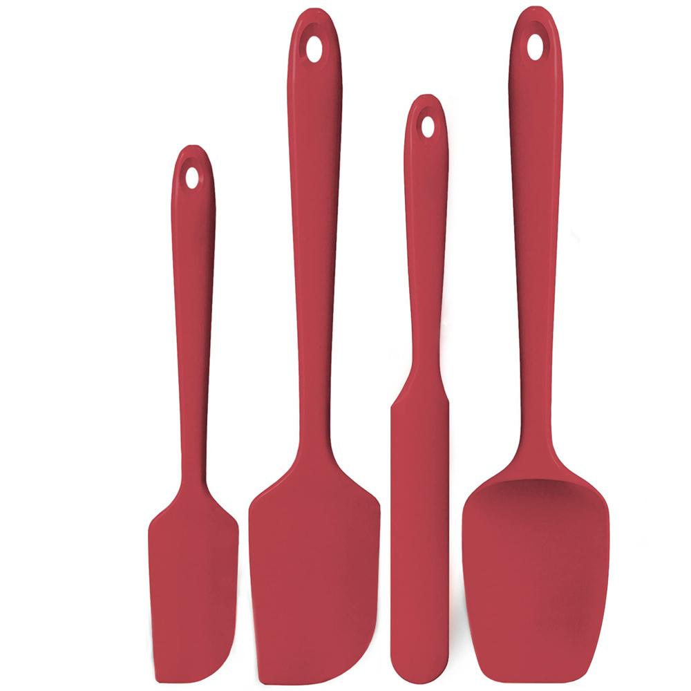 

Kitchen Silicone Spatula Set, 600ºF High Heat Flex Silicone Scraper with Nonslip Handle for Cooking Mixing Baking Serving Stirri красный